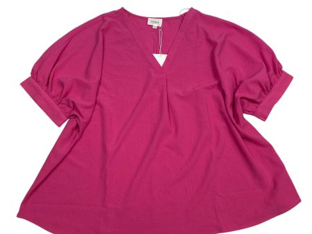 Top Short Sleeve By Andree By Unit In Pink, Size: 1x Online Sale