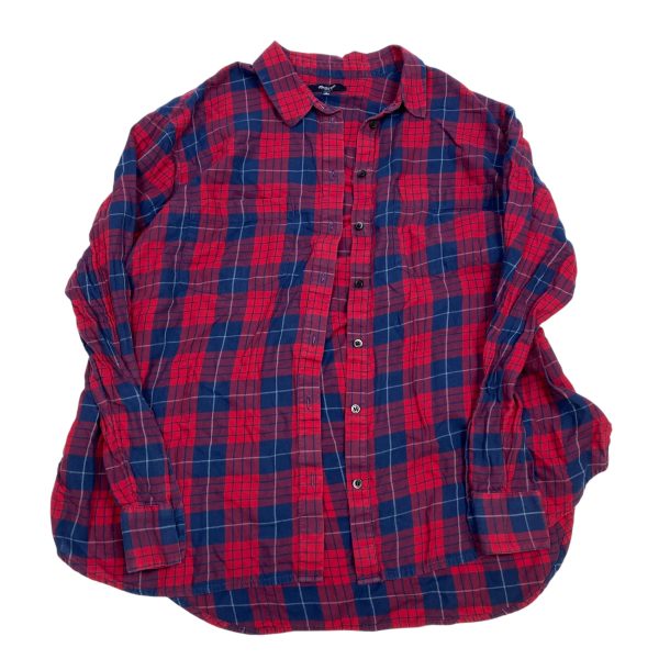 Top Long Sleeve By Madewell In Blue & Red, Size: L Hot on Sale