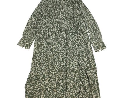 Dress Casual Midi By H&m In Green & Tan, Size: L Discount