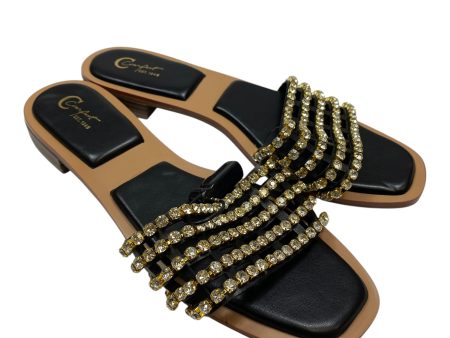 Sandals Flats By Cato In Black & Gold, Size: 11 Fashion