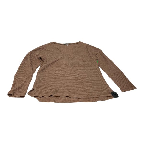 Top Long Sleeve By Pink M Style In Brown, Size: M For Discount