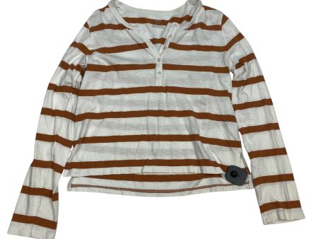 Top Long Sleeve By Aerie In Brown & White, Size: S For Cheap