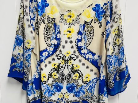 Top Long Sleeve By Jm Collections In Blue & Yellow, Size: Xl For Sale