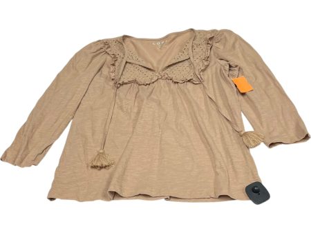 Top Long Sleeve By Loft In Tan, Size: S Online Hot Sale