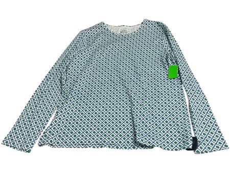 Top Long Sleeve By Croft And Barrow In Green & White, Size: L Online now