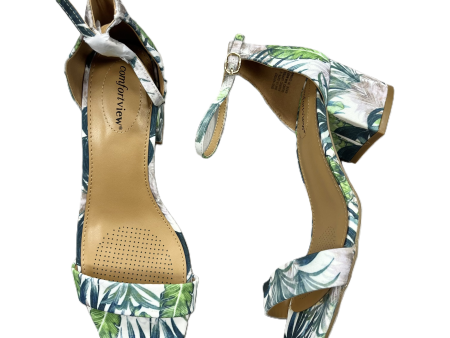 Sandals Heels Block By Comfortview In Green & White, Size: 9 For Cheap