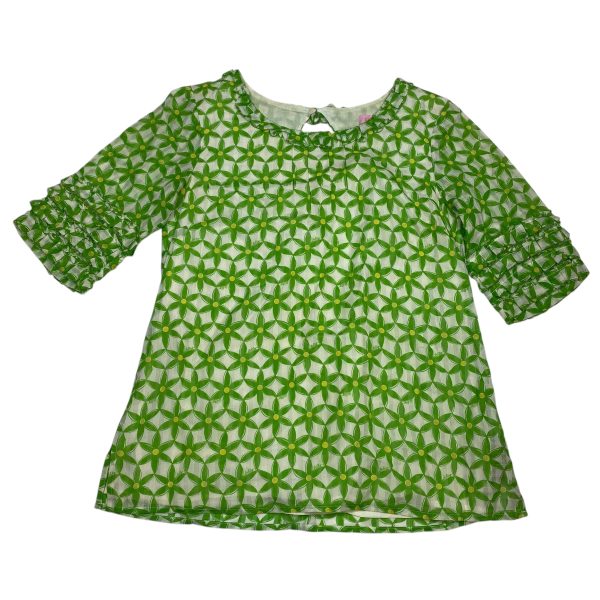 Top Short Sleeve Designer By Lilly Pulitzer In Cream & Green, Size: S Online Hot Sale