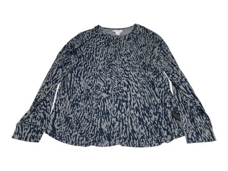 Top Long Sleeve By Liz Claiborne In Blue & Grey, Size: L Online