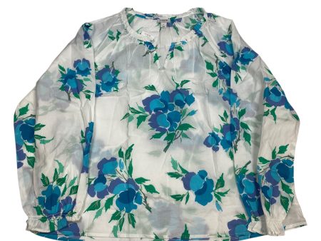 Top Long Sleeve By J. Crew In Blue & White, Size: L For Cheap