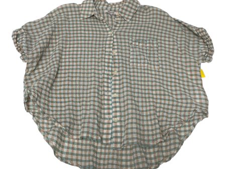 Top Short Sleeve By Madewell In Plaid Pattern, Size: M Cheap