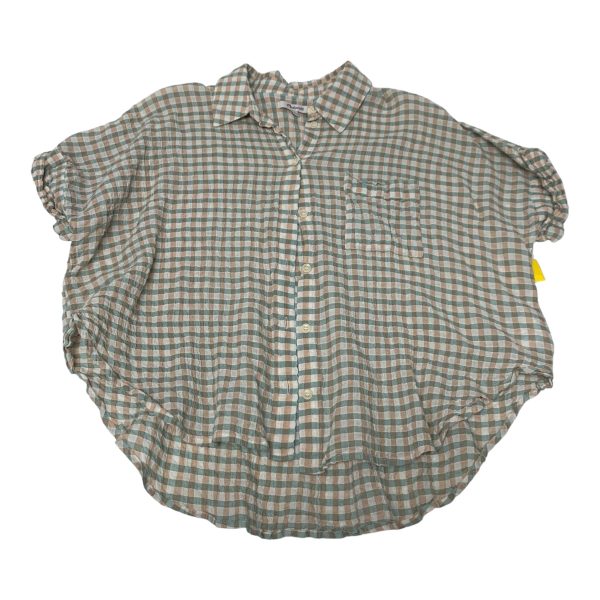 Top Short Sleeve By Madewell In Plaid Pattern, Size: M Cheap