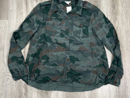 Camouflage Print Top Long Sleeve Tribal, Size S Cheap